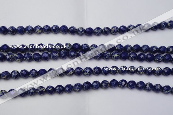 CDE2211 15.5 inches 8mm faceted round dyed sea sediment jasper beads