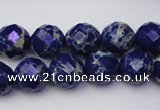 CDE2213 15.5 inches 12mm faceted round dyed sea sediment jasper beads