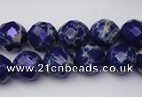 CDE2213 15.5 inches 12mm faceted round dyed sea sediment jasper beads