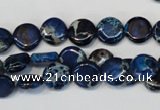 CDE230 15.5 inches 10mm flat round dyed sea sediment jasper beads