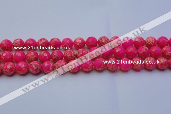 CDE2507 15.5 inches 14mm faceted round dyed sea sediment jasper beads