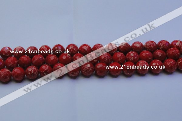 CDE2514 15.5 inches 14mm faceted round dyed sea sediment jasper beads