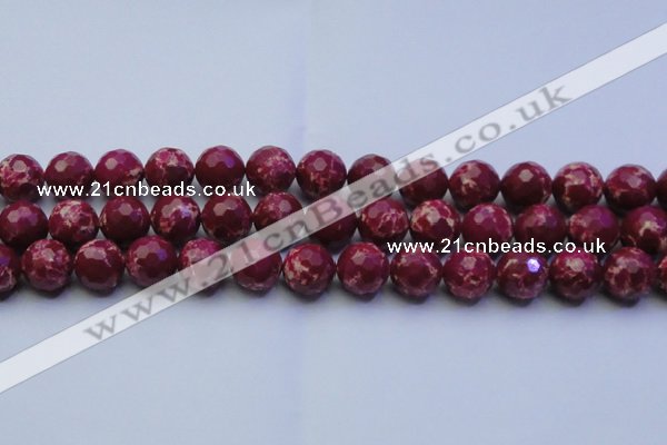 CDE2521 15.5 inches 14mm faceted round dyed sea sediment jasper beads