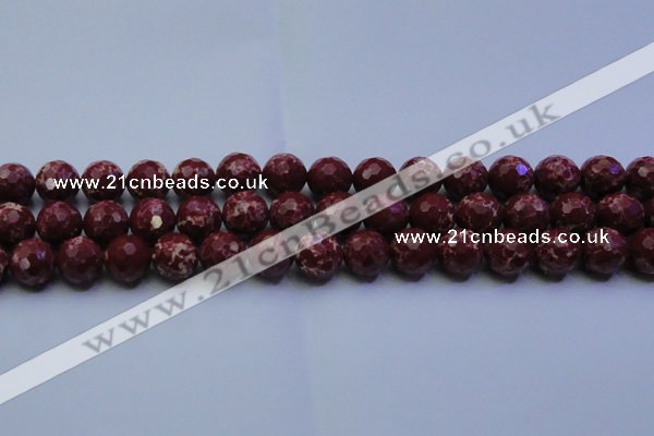 CDE2528 15.5 inches 14mm faceted round dyed sea sediment jasper beads