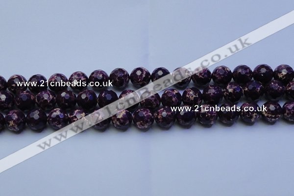 CDE2535 15.5 inches 14mm faceted round dyed sea sediment jasper beads