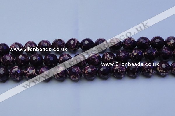 CDE2537 15.5 inches 18mm faceted round dyed sea sediment jasper beads