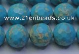 CDE2542 15.5 inches 14mm faceted round dyed sea sediment jasper beads