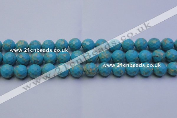 CDE2542 15.5 inches 14mm faceted round dyed sea sediment jasper beads