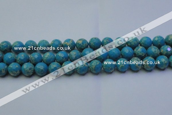 CDE2549 15.5 inches 14mm faceted round dyed sea sediment jasper beads