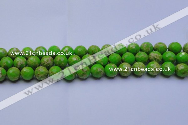 CDE2556 15.5 inches 14mm faceted round dyed sea sediment jasper beads