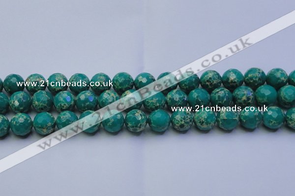 CDE2564 15.5 inches 14mm faceted round dyed sea sediment jasper beads