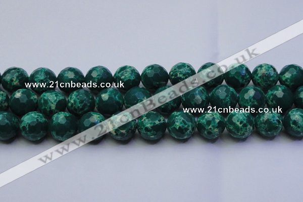 CDE2573 15.5 inches 18mm faceted round dyed sea sediment jasper beads