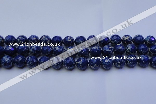 CDE2579 15.5 inches 14mm faceted round dyed sea sediment jasper beads