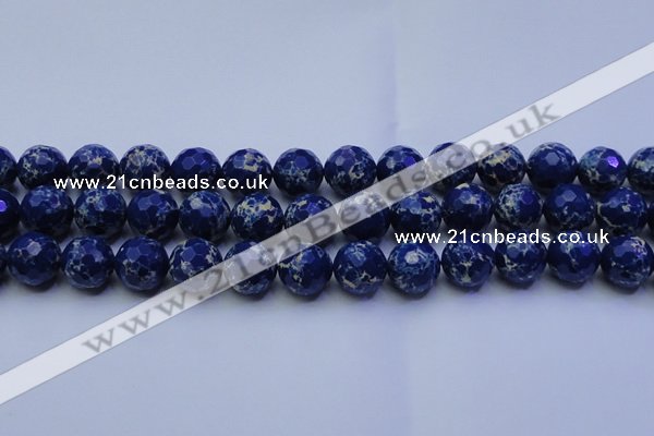 CDE2580 15.5 inches 16mm faceted round dyed sea sediment jasper beads