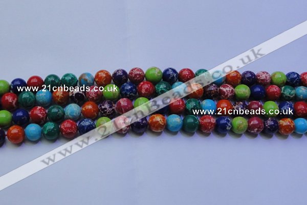 CDE2691 15.5 inches 10mm round mixed color sea sediment jasper beads