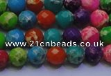 CDE2695 6mm faceted round mixed color sea sediment jasper beads