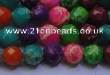 CDE2696 8mm faceted round mixed color sea sediment jasper beads