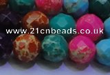 CDE2699 14mm faceted round mixed color sea sediment jasper beads