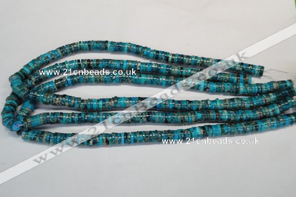 CDE276 15.5 inches 2*8mm heishi dyed sea sediment jasper beads