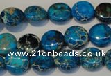 CDE305 15.5 inches 12mm flat round dyed sea sediment jasper beads