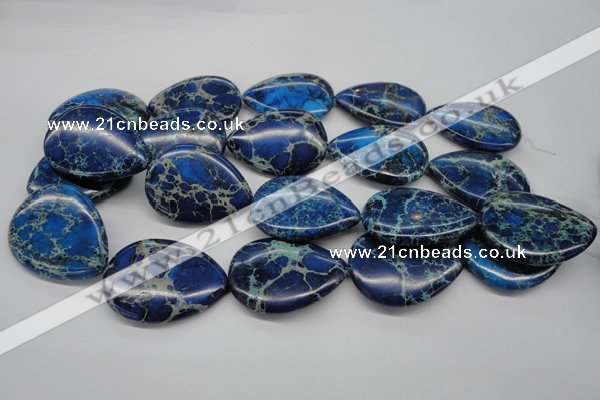 CDE327 15.5 inches 30*40mm flat teardrop dyed sea sediment jasper beads