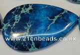 CDE328 15.5 inches 30*50mm flat teardrop dyed sea sediment jasper beads