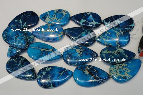 CDE328 15.5 inches 30*50mm flat teardrop dyed sea sediment jasper beads