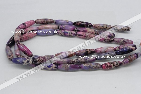 CDE33 15.5 inches 10*30mm rice dyed sea sediment jasper beads