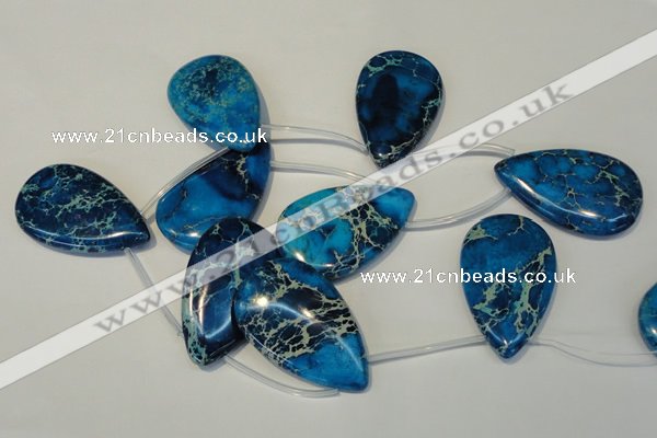 CDE345 Top-drilled 30*50mm flat teardrop dyed sea sediment jasper beads