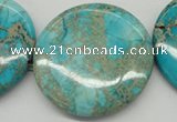 CDE353 15.5 inches 45mm flat round dyed sea sediment jasper beads