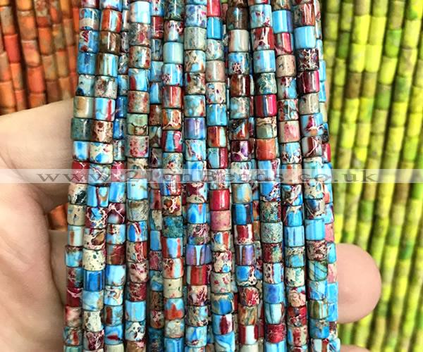 CDE3612 15 inches 4*4mm tube sea sediment jasper beads