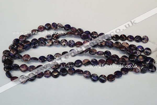 CDE397 15.5 inches 10mm flat round dyed sea sediment jasper beads