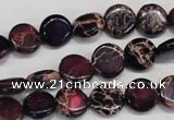 CDE405 15.5 inches 10mm flat round dyed sea sediment jasper beads