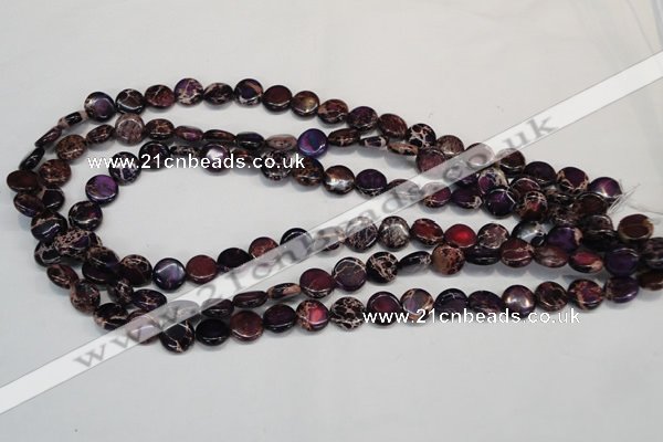 CDE405 15.5 inches 10mm flat round dyed sea sediment jasper beads