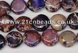 CDE406 15.5 inches 12mm flat round dyed sea sediment jasper beads