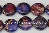 CDE408 15.5 inches 16mm flat round dyed sea sediment jasper beads