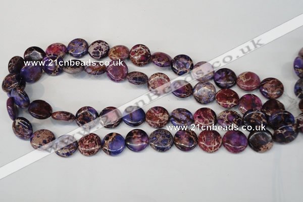 CDE408 15.5 inches 16mm flat round dyed sea sediment jasper beads