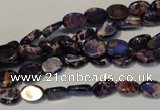 CDE414 15.5 inches 6*8mm oval dyed sea sediment jasper beads