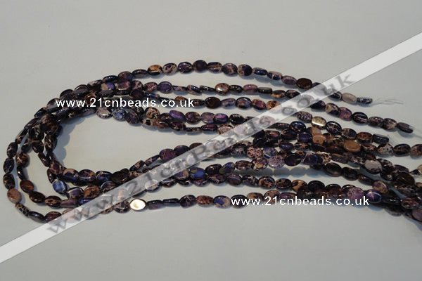 CDE414 15.5 inches 6*8mm oval dyed sea sediment jasper beads