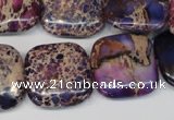 CDE428 15.5 inches 20*20mm square dyed sea sediment jasper beads