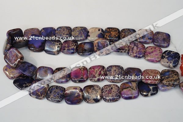 CDE428 15.5 inches 20*20mm square dyed sea sediment jasper beads