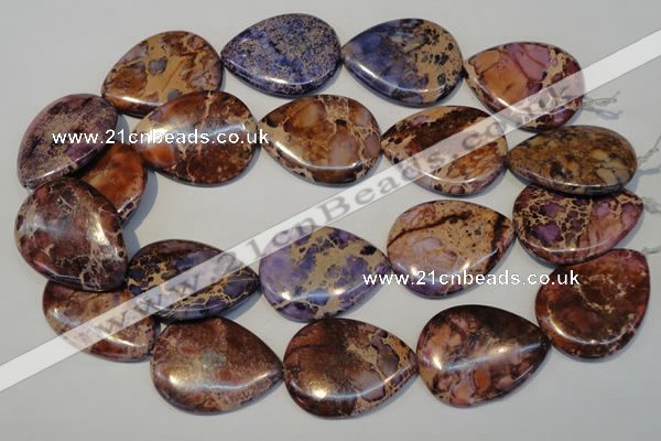 CDE461 15.5 inches 30*40mm flat teardrop dyed sea sediment jasper beads