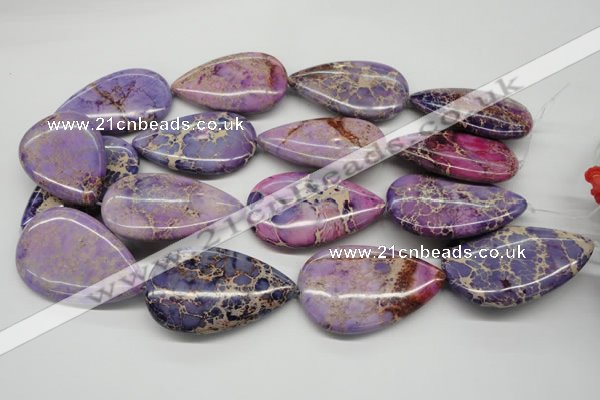 CDE463 15.5 inches 30*50mm flat teardrop dyed sea sediment jasper beads