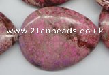 CDE480 15.5 inches 30*40mm flat teardrop dyed sea sediment jasper beads