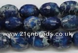 CDE49 15.5 inches 12*15mm faceted egg-shaped dyed sea sediment jasper beads