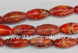 CDE512 15.5 inches 8*16mm rice dyed sea sediment jasper beads