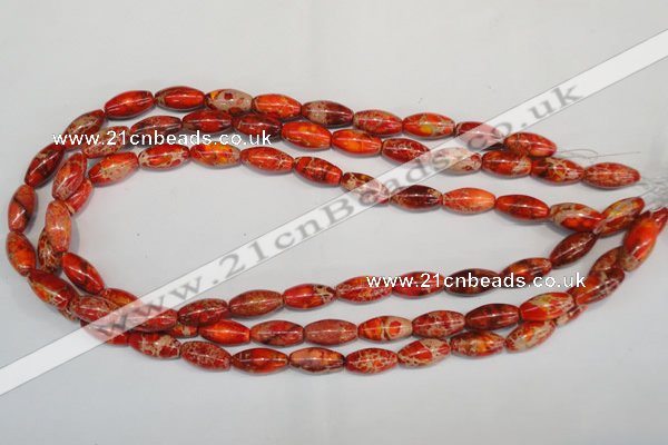 CDE512 15.5 inches 8*16mm rice dyed sea sediment jasper beads