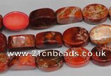 CDE528 15.5 inches 10*14mm oval dyed sea sediment jasper beads