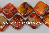 CDE545 15.5 inches 14*14mm diamond dyed sea sediment jasper beads