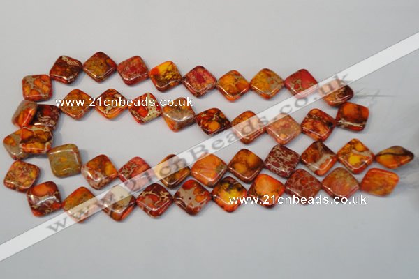 CDE545 15.5 inches 14*14mm diamond dyed sea sediment jasper beads